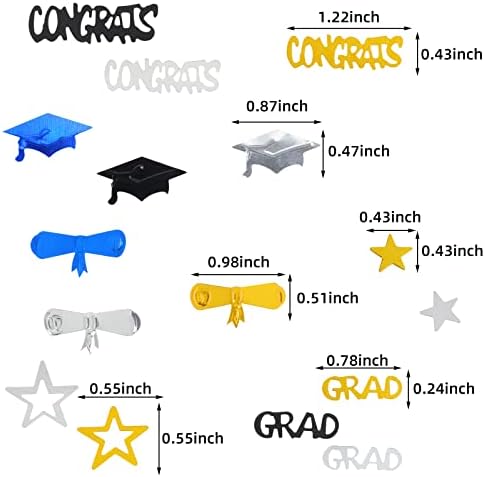 CCINEE Parabéns Confetti de graduação de graduação 2023, pacote de 2000, decorações de graduação em azul e ouro 2023 Diploma de tampa de formatura Decorações de mesa para festas de aniversário de aniversário de graduação