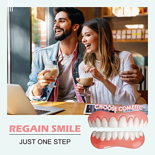 Dentes falsos, 2 PCs Folheadores de dentaduras para mulheres e homens, folheados dentários para reparo de dentes temporários superior e inferior mandíbula, proteger os dentes e recuperar o sorriso confiante, branco brilhante-5-5