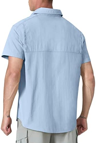 Camisas de pesca de manga curta masculinas