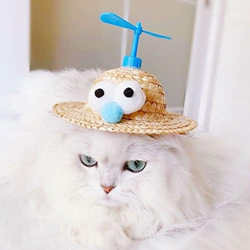 Pet Dog Cat Straw Hat Hats Sun Mini Fan Straw Hat Puppy Accongey