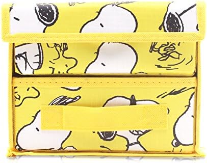 Caixa de organizador dobrável de armazenamento dobrável Snoopy amarelo Finex para mesa - com gaveta removível
