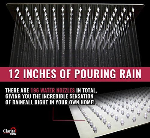 Cabeça de chuva de 12 polegadas - quadrado de 12 ”, cromo de aço inoxidável, as bombas de chuveiro extra grandes que