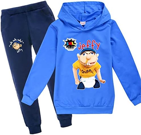 Leeorz Boy Girl Casual Tracksuit Jeffy Sweatshirts Pullover Hoodie Gráfico de mangas compridas e conjuntos de molas