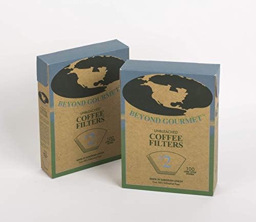Beyond Gourmet Paper Coffee Filter Cone, filtro de tamanho 2, fabrica de 2 a 6 xícaras, caixa de 100