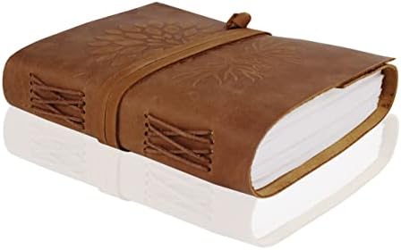 Revista de couro Caderno de redação - Vintage Blimpad de Blimby para homens e mulheres - Escreva em papel grosso, 7x5 polegadas pequenas páginas em branco - caderno de desenho marrom