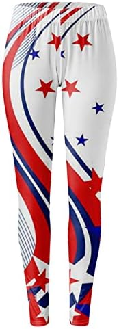 4 de julho Alta cintura Aldeia para mulheres American Flag Running Yoga Leggings Ultra Mold mole escovados calças trepadeiras