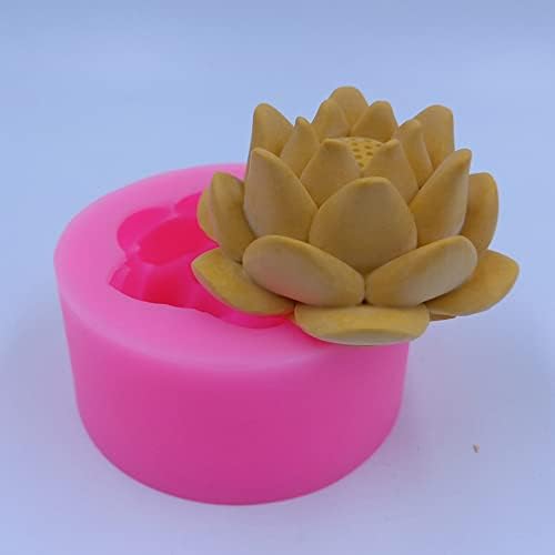 Lotus Silicone Candle Mold para vela que produzem moldes de silicone de lótus para moldes de sabão bombas assando fondent molde aroma floral resina epóxi cera derretida molde