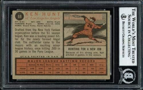 Ken Hunt autografou 1962 Topps Card #68 Los Angeles Angels Gestosos BECKETT BAS #12056735 - Baseball selecionou cartões autografados