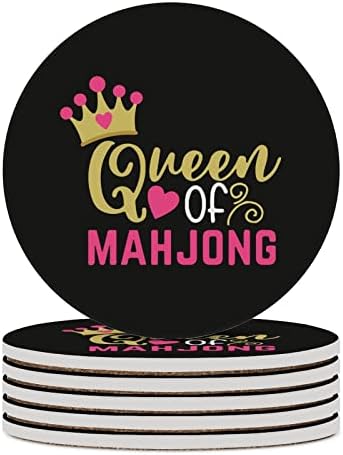 Coastas -russas de cerâmica da rainha Mahjong com rolhas de proteção de comprimido de mesa para canecas cozinha de escritório 4pcs
