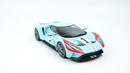 2020 FORD GT #1 Heritage Edition 1966 Le Mans Blue claro com listras vermelhas e brancas 1/18 Modelo Car