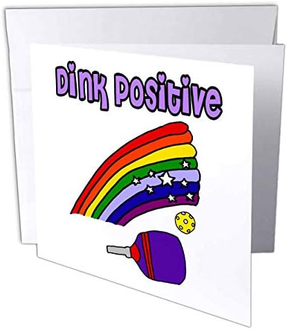 3drose engraçado dink positivo com arco -íris e raquete de pickleball e ... - cartões de felicitações