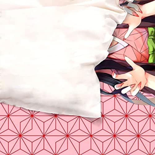 KOTAPET 3-PCS Anime Bedding Conjunto 1 Tampa de colcha 2 travesseiros 3d desenho animado estampado confortável capa para crianças meninos meninas adolescentes Presentes 68 x86