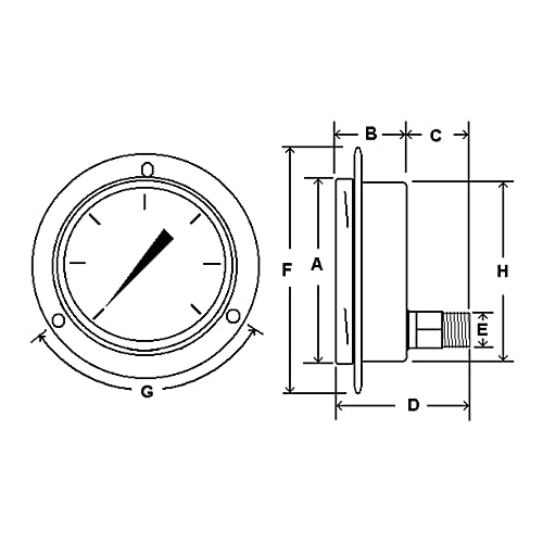 Medidores pic 314T-402K 4 Dial 0/600 PSI Range, precisão 2-1-2%