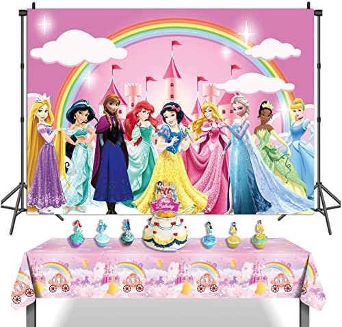 通用 Praço do castelo da princesa e toalha de mesa do castelo de princesa para decoração de festa de aniversário da princesa suprimentos