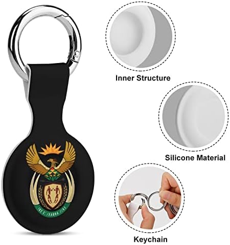 Brasão de armas da África do Sul estabelecimentos de silicone impressos para airtags com o chaveiro de proteção contra a tag de tag de tag de tag rastreador acessórios do rastreador