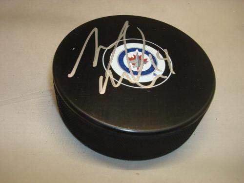 Anthony Peluso assinou Winnipeg Jets Hockey Puck autografado 1b - Pucks autografados da NHL