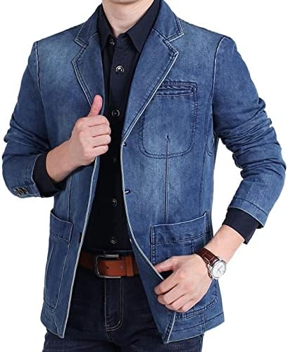 Casaco esportivo com jeans Menas de casaco de moda masculino Botão de lazer de lazer de algodão de algodão cowboy casaco bolso