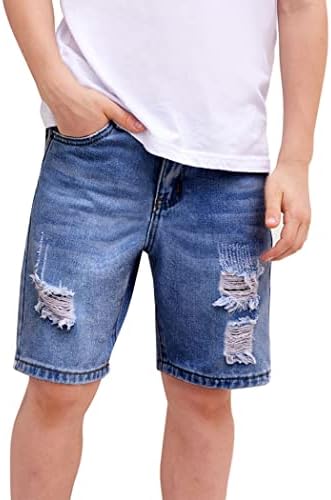 Os meninos de Arshiner rasgaram os shorts jeans de jeans de jeans retos de verão casual curto com bolso para meninos