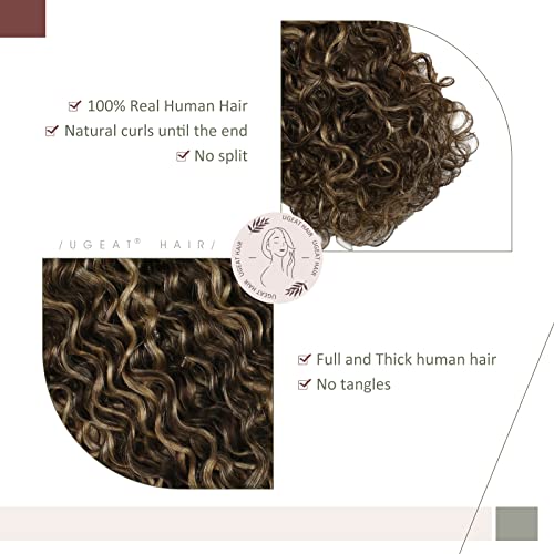 Fita cacheada ugeat cacheada em extensões de cabelo de 16 polegadas marrom escuro com caramelo Blonde Curly Hair Extensions