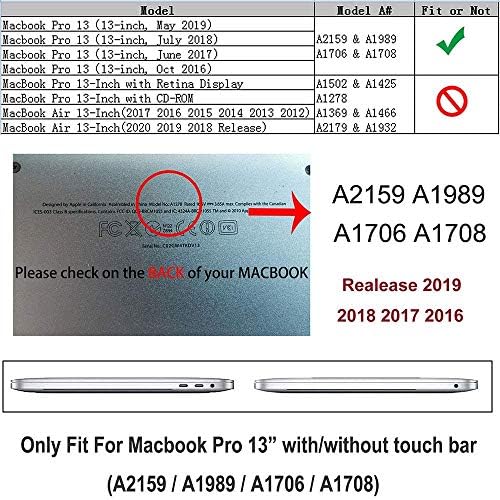 Caso Ruban para MacBook Pro 13 polegadas 2019 2018 2017 Release A2159 A1989 A1706 A1708 Com/sem barra de toque e id de