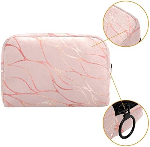 Tbouobt Bolsa cosmética para mulheres, bolsas de maquiagem Bolsa de higiene pessoal espaçosa presente de viagem, textura de mármore linhas rosa modernas