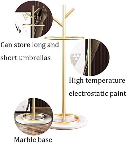 WXXGY Umbrella Stand com ramo de guarda -chuva de ferro forjado com ramo com ornamentos decorativos de base sólida de mármore/ouro+preto