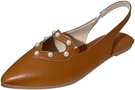 Sandálias planas para mulheres elegantes pérolas de sandália de pérolas pontiagudas de taco de dedo do dedo do pé