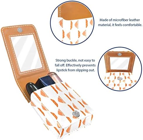 Bolsa de batom de batom de maquiagem de oryuekan com espelho portátil de armazenamento de armazenamento portátil de armazenamento de armazenamento labial de armazenamento, moderno padrão geométrico laranja simples