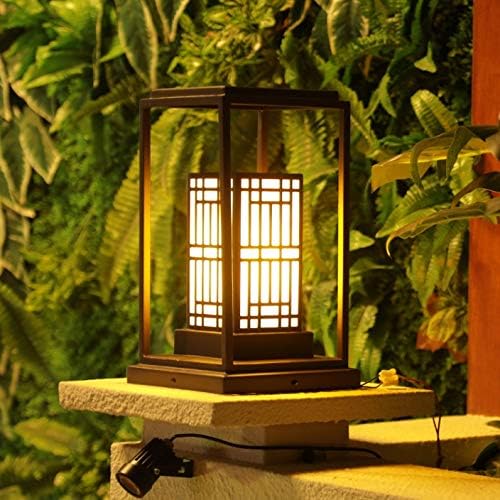 Dann Novo lâmpada de lawn de estilo chinês Imitação de aço inoxidável Lâmpada de jardim de mármore lâmpada de jardim externo ao ar livre villa villa coluna lâmpada