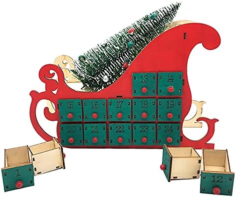Decorações de casa de Natal lá fora, decorações de festas de Natal, decoração de férias, calendário de Natal de Countdown 24 Countdown, calendário de trenó em casa, decoração de Natal de madeira, ornamentos e artesanato
