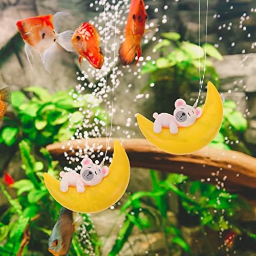 Patkaw Fish Tank Decorações 4pcs Tanque de peixes Decoração flutuante PVC Aquarium Moon Urso Flutuante FOLO LOVIM