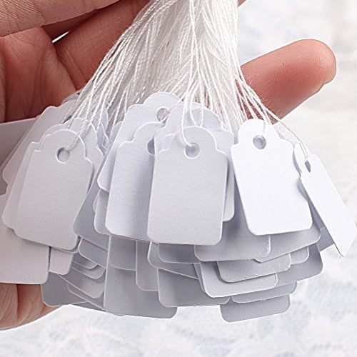 Tags de jóias com corda, 500pcs preços brancos Tags de presente pequenas etiquetas marcando tags de pendurar tags de pendurar