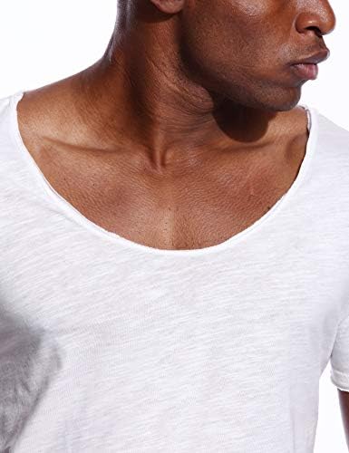 Camiseta de pescoço em v para homens com colher de baixo corte camiseta invisível vee vase top