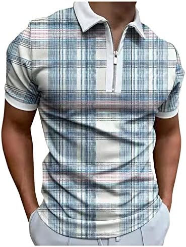 Camisa pólo de manga curta masculina estampada zip up slim fit shirts tops moda moda projetada clássica camisetas de corte clássicas