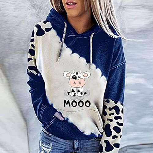 Sweatshirt para feminino para mulheres outono 2022 Moletom de vaca feminina de vaca feminina Camisetas casuais com capuz de manga
