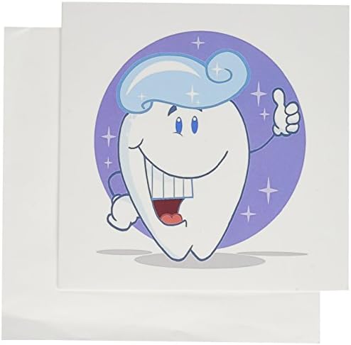 Caráter de desenho animado de dente brilhante e limpo e fofo - cartão de felicitações, 6 x 6 polegadas, solteiro