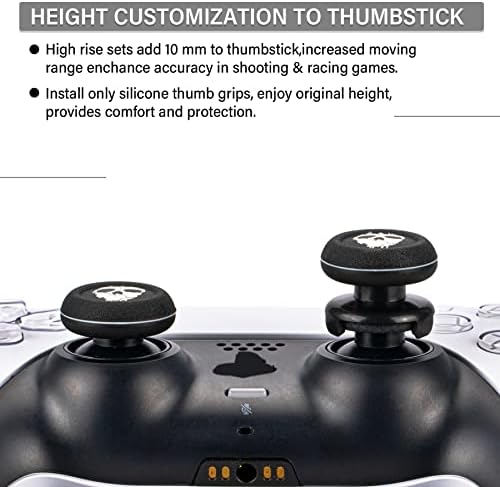 Playrealm FPS Thumbstick Extender x 2 e impressão de aranha de borracha Tampa de alcance x 4 para PS5 Dualsenese & PS4 Controller