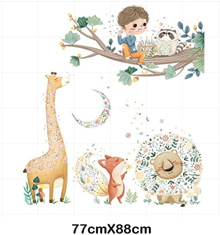 Parede de parede de parede girafa fofa de girafa de girafa decalques de parede de ramo, crianças infantis, quarto de bebê