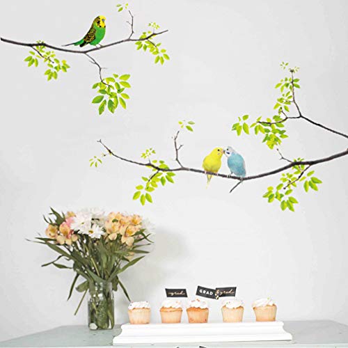 Adesivo de parede de ramo decalques de parede pássaros na casca de árvores e adesivos de parede para berçário da sala de estar quarto de berçário de garotas adesivos de parede removíveis