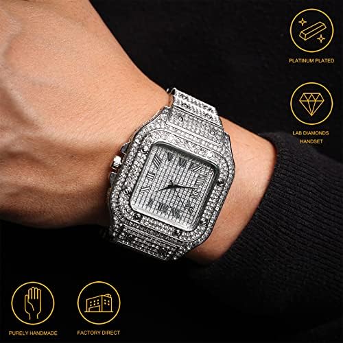 Halukakah Diamonds Gold Watch Iced Out, Men's 18k Gold/Rose Gold/Rodium Black/Platinum White Gold Plated 40mm Largura Dial