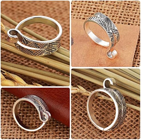 WllHyf 4pcs Anel de loop de crochê de tricô, anel de arco de crochê ajustável Anel de anel de malha de tricô de malha de madrugada Ferramentas de acessórios de artesanato para madra-avó (Gold/Silver-4pcs