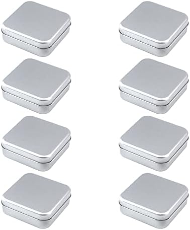 TIGHALL -8PCS- Caixa de recipiente vazio quadrado de metal com tampa Mini Organizador de armazenamento para guloseimas, presentes, doces e cookies | Portátil | 3,2 x 3,2 x 1,1 in