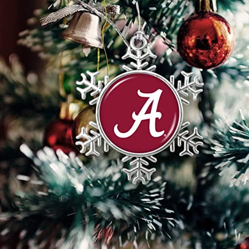 Alabama Crimson Tide Snowflake com o logotipo da equipe Silver Metal Christmas Ornament Gift Tree Decoration