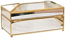 Caixa de lenço Ylyajy Home Home Decorative Setents de carro de ouro Tubar caixa de papel de vidro de vidro de metal