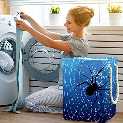 Inditária Blue Spider Web Spider Black Spranha grande cesto de roupa de roupas prejudiciais à prova d'água Cesto de cesto para roupas de brinquedos para roupas, decoração de casa para banheiro do quarto