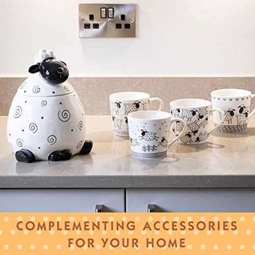 Empresa de presentes para cães manchados - cerâmica de jarra de biscoitos com tampa, ovelha com tema de animal grande jarra