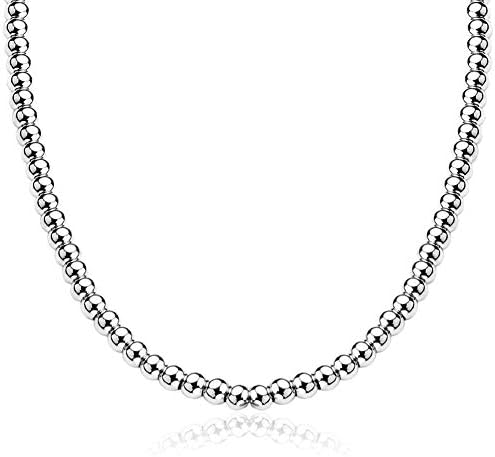 Jóias Reino 1 Colar ou pulseira para mulheres e homens, aço inoxidável com corrente de miçangas, jóias artesanais, de espessura de 6-8 mm e comprimento de 7-40 opcional