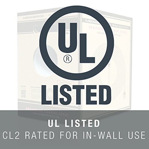 Cabo coaxial MediaBridge ™ - RG6 Quad -Shieldled - UL CL2 Classificado para uso na parede - caixa de tração preta