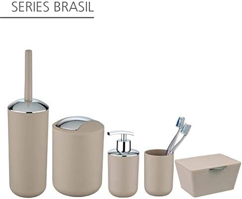 Pincel e suporte para o vaso sanitário de Wenko Brasil, limpador de vaso sanitário, varinha de vaso sanitário e suporte de limpeza, limpadores de banheiro para dentro da tigela, feitos de plástico, 3,9 x 3,9 x 14,6 pol.