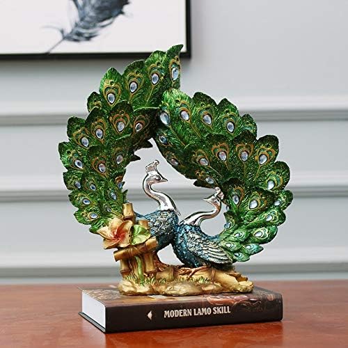 ZAMTAC resina de decoração de resina de pavão ornamentos criativos de pavões criativos artesanato em miniatura do quarto de negócios de empreendimentos de negócios -